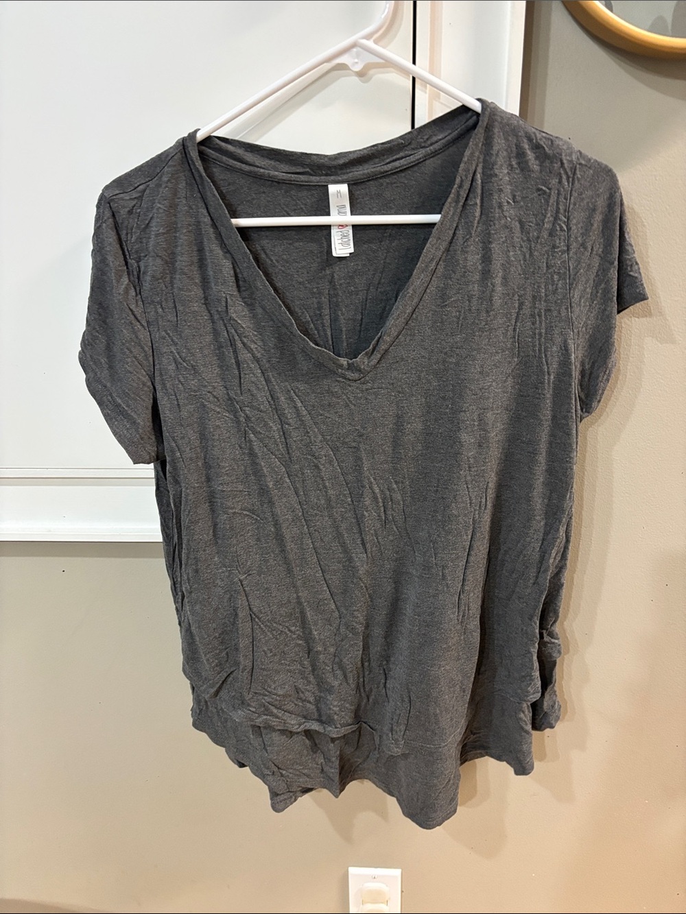 Nursing V-Neck Short Sleeve Tee - Charcoal Gray